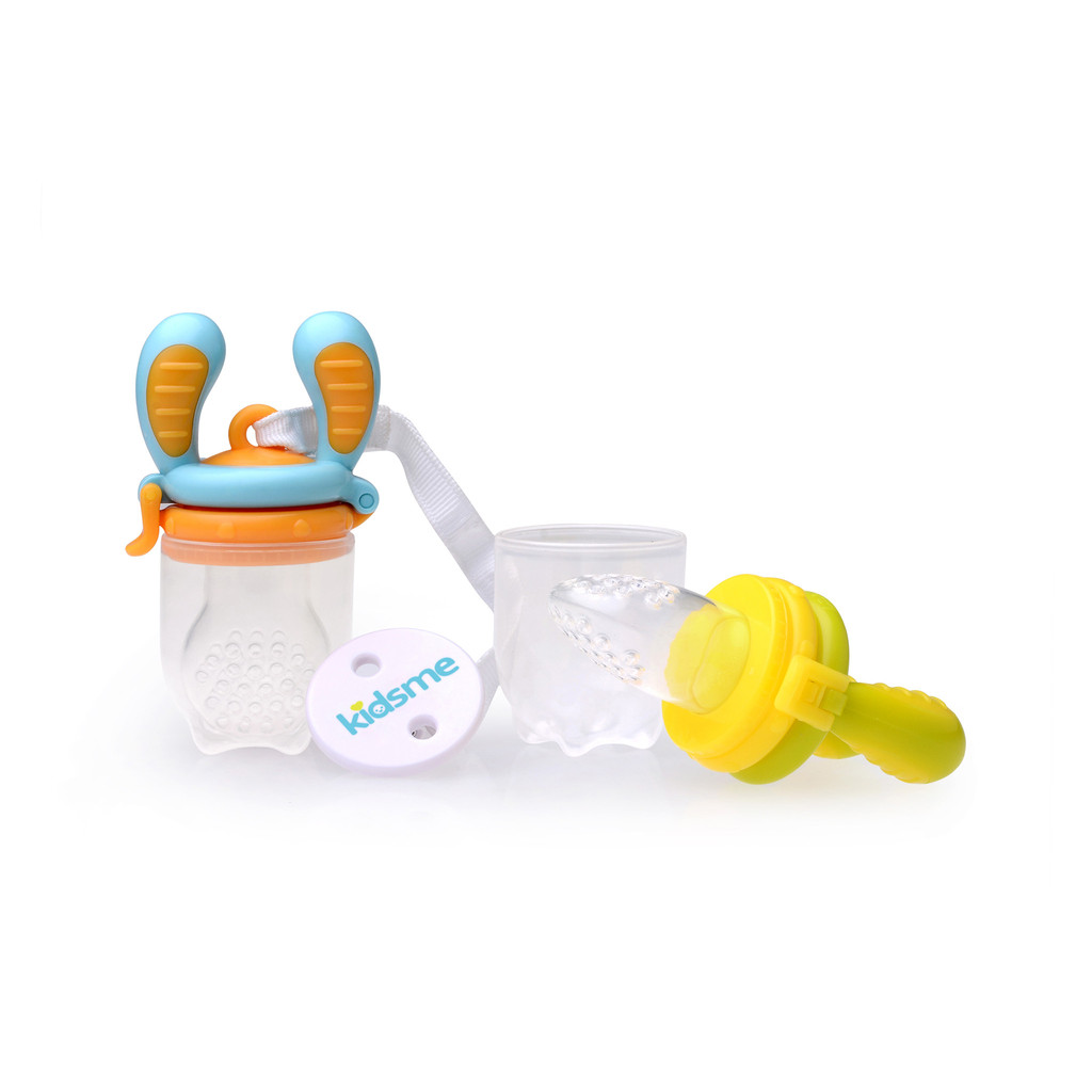 Food Feeder Double Pack with Clip - Large Blue and Orange